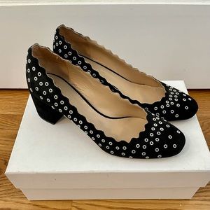 Chloe Lauren Black Suede Grommet Pumps